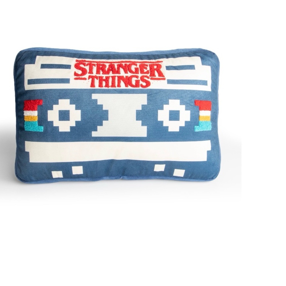 Stranger Things Retro Cassette Tape Decorative Navy Pillow